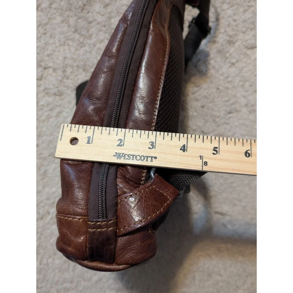 Jack Georges Voyager Convertible Backpack Crossbody Bag Brown Leather 12